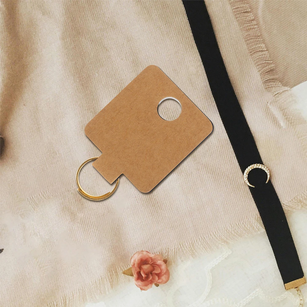 

100pcs Accessories Tag Card for Bracelets Rings Hair Ties Display Cards Khaki Paper Jam Necklace Earring Holder Jewelry