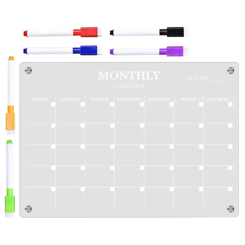 1 ชุด Weekly Plan Board Erasable อะคริลิคใส Magnetic Dry Erase Board ตู้เย็น Magnetic Board Weekly Plan เตือนจอแสดงผล