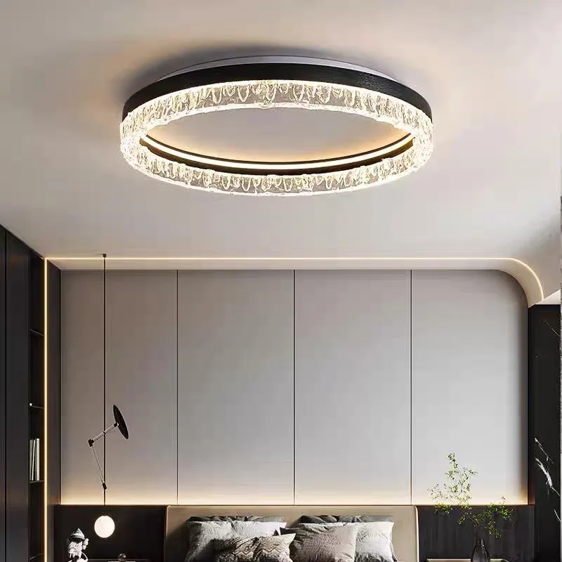 Nordic Minimalist Circular Ceiling Lamp Modern Dimmable LED Ceiling Chandelier For Living Room Dining Room Bedroom Light Fixture