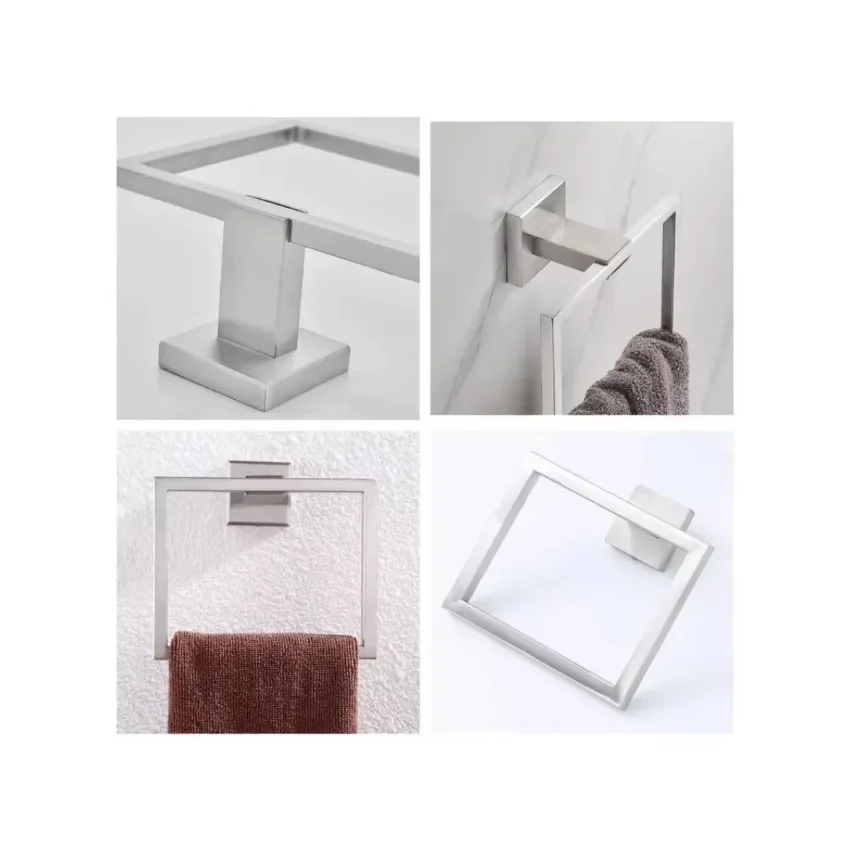

New 1Pcs 304 Stainless Steel Wall Mounted Accessories Bathroom Towel Rack Square Simple Towel Brushed Design