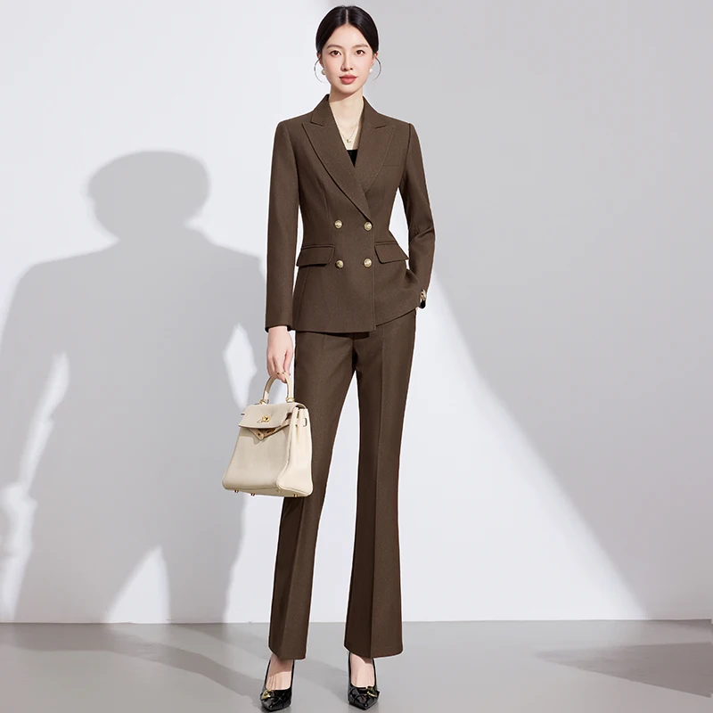ZJYT élégant affaires Chic bureau Blazer pantalon ensemble pour femme 2 pièces correspondant ensembles automne 2025 banlieue veste pantalon costume