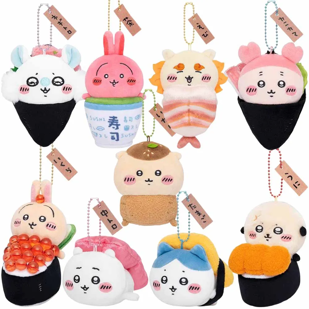 Cartoon Anime Chiikawas Sushi Series Hachiware Usagi Momongas Plush Doll Toys Bag Pendant Keychain Decoration Accessories