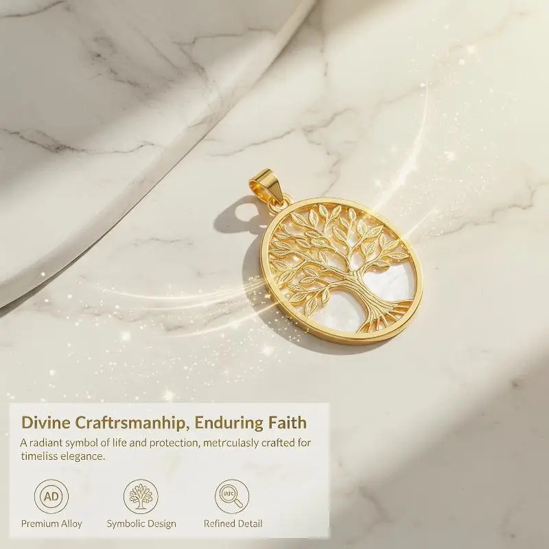 Vergoldete Anhänger aus Naturmuschelperlen mit verschiedenen religiösen Motiven für die Herstellung von DIY-Schmuck, Halsketten, Armbändern und Geschenken. – Detail 7