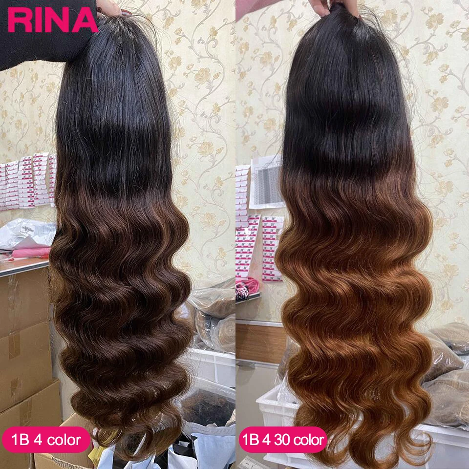 1B 27 warna gelombang tubuh 13x4 renda Frontal Wig rambut manusia Ombre coklat dengan akar hitam 5x5 Wig penutup renda UNTUK WANITA HITAM