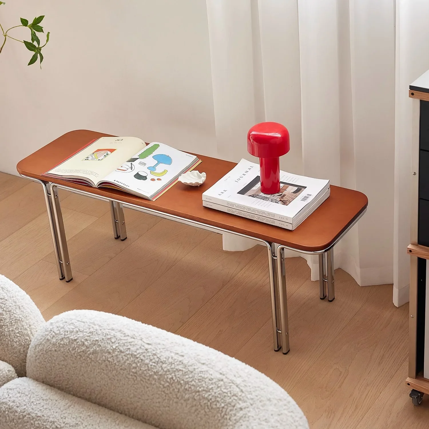 طاولة طعام وكرسي من الخشب الصلب العتيق من Fuzhong، سرير فرنسي، ذيل، تغيير الأحذية، مدخل منزلي من الفولاذ المقاوم للصدأ منخفض #5