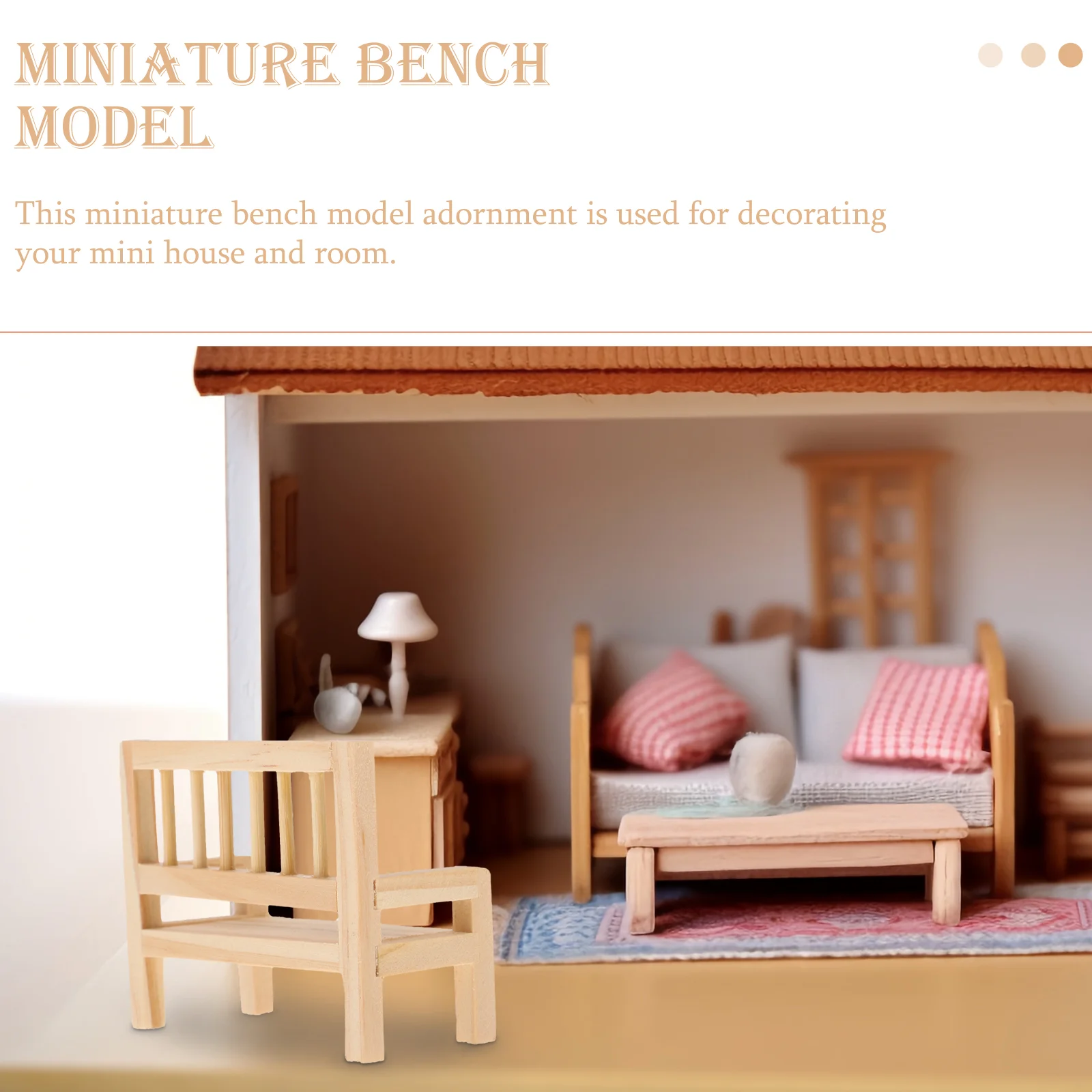 Mini Bench Figurine Wood Chair Statue Miniature Garden Decor Realistic Beautiful nament Mini House Furniture Lasting