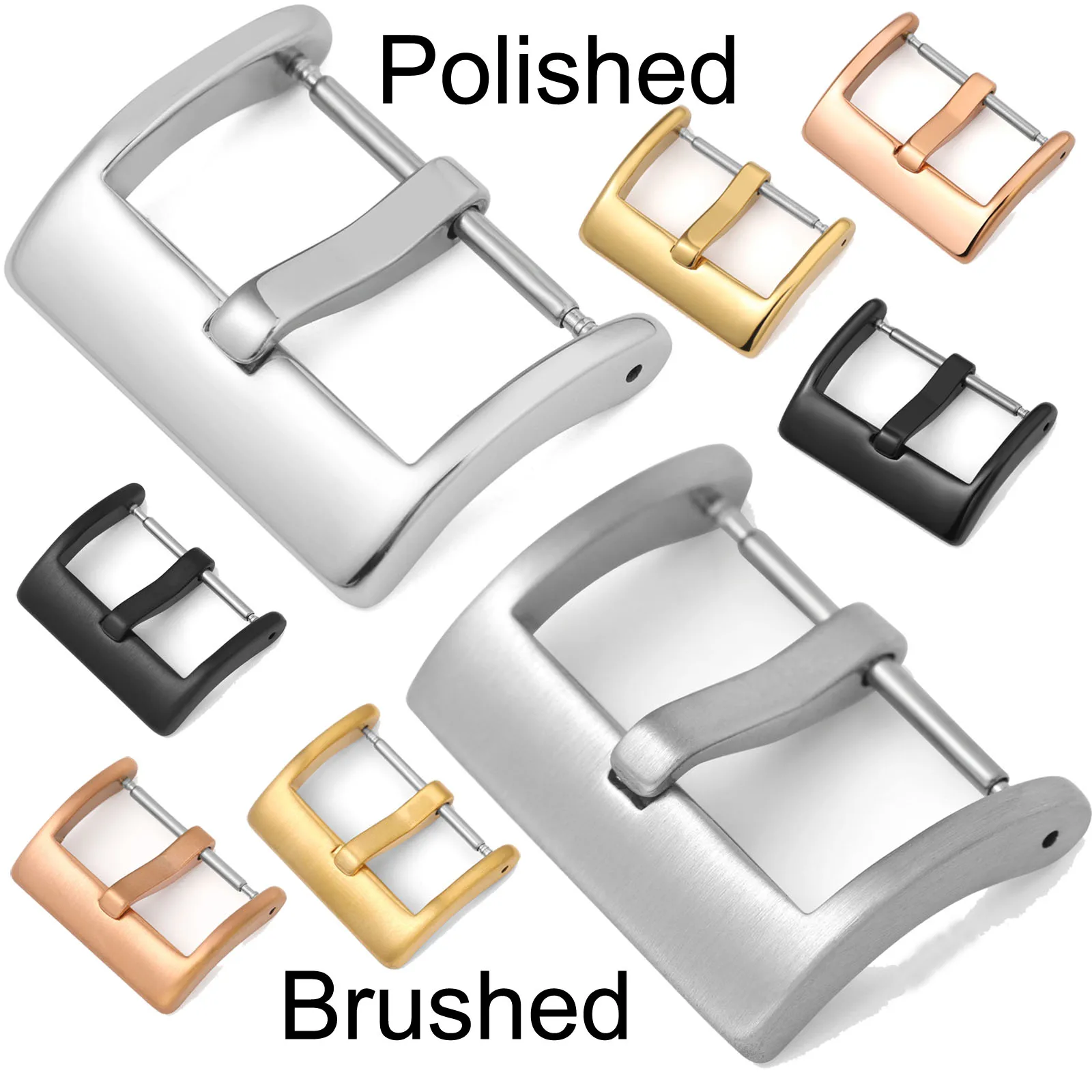 Metal Watch Buckle 16mm 18mm 20mm 22mm Watch Band Strap Silver Black Gold Brushed Matte Polish Stainless Steel Clasp Accessories