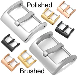 Metal Watch Buckle 16mm 18mm 20mm 22mm Watch Band Strap Silver Black Gold Brushed Matte Polish Stainless Steel Clasp Accessories