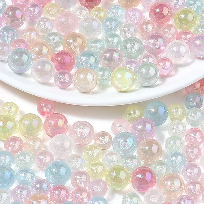 100-200pcs 6/8/10mm ABS Imitation Pearl With No Hole Colorful Pearls Round Acrylic Imitation Pearl DIY For Jewelry Making Craft