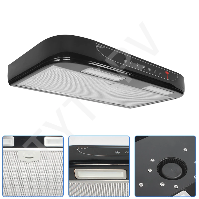 TYTXRV RV Accessories Motorhome Kitchen Range Hood With Touchable Screen & LED Light for RV Camper Yacht Kitchen