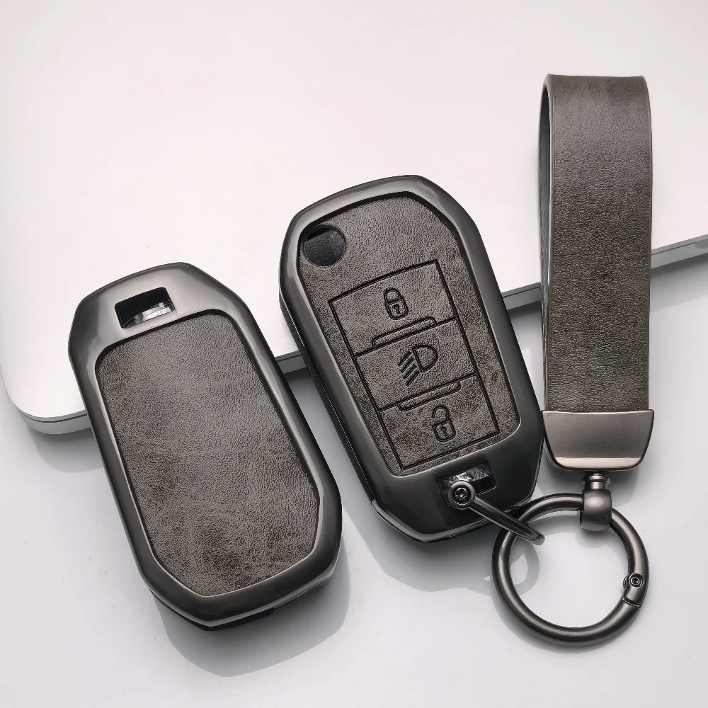 

Zinc Alloy Leather Car Key Case Cover For Citroen C5 C3 C4 C8 Berlingo For Peugeot Partner Rifter 208 308 508 407 2008 3008 3008