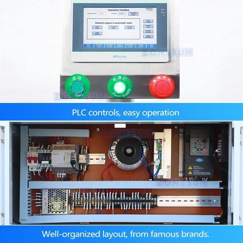 ZONESUN ZS-TB823 Automatic Horizontal Tube Labeling Machine 18000pcs/h Small Vial Round Bottle Wrap Around Sticker Applicator