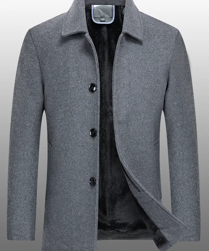 

Jacket Slim Fit Thick Warm Trench Jackets Business Casual Fleece Liner Woolen Jackets Mens clothes Autumn Winter Fleece Men Wool