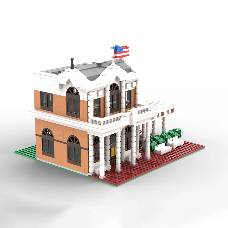 Blocos de Construção Moc de Vista de Rua da Cidade, Modelo de Arquitetura Americana, Tecnologia de Construção, Blocos Modulares, Brinquedo de Construção, Presente