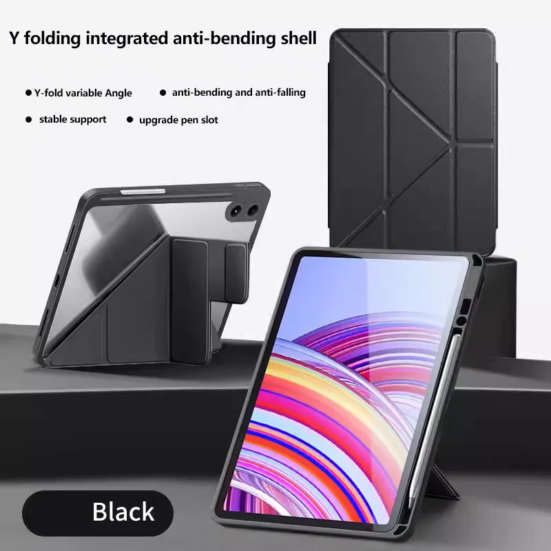 Y-Folding Cover For Redmi Pad Pro 5G 12.1 2024 Pro12.1 SE 11 Pad10.61 Xiaomi Poco Pad 12.1 2024 6S Pro 6 5 Pro Acrylic Case