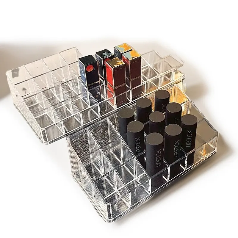 Makeup Organizer Clear Lipstick Storage Box 12/18/36 Grid Lipstick Nail Polish Display Stand Holder Lipstick Case Shelf Storage