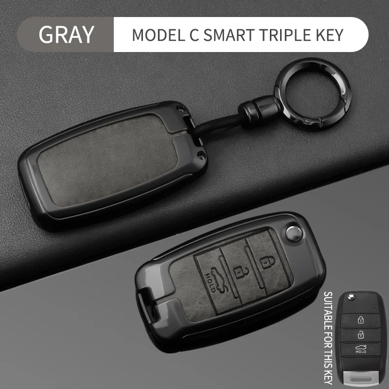 Metall-Leder-Schlüsseletui für KIA Rio 3 K2 Ceed Cerato K3 K5 Sorento Sportage Soul K4 Picanto Optima Forte Stinger Auto-Schlüssel-Gadget – Detail 14