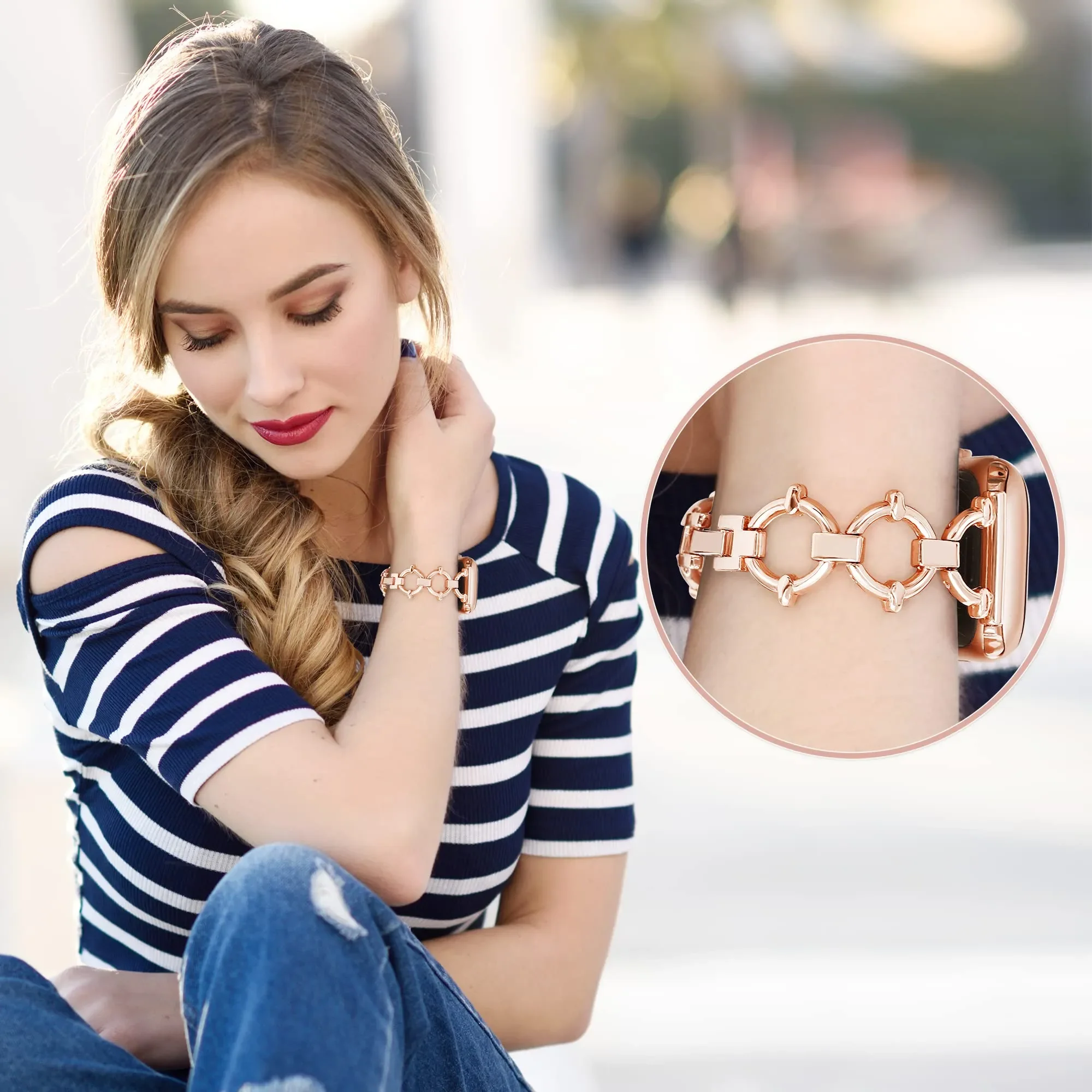 여성용 애플 워치 밴드 스트랩, 럭셔리 스테인레스 스틸 팔찌, iWatch 시리즈, 울트라 49mm, 45mm, 42mm, 44mm, 41mm 벨트, 8, 7, 6, 5, se 4