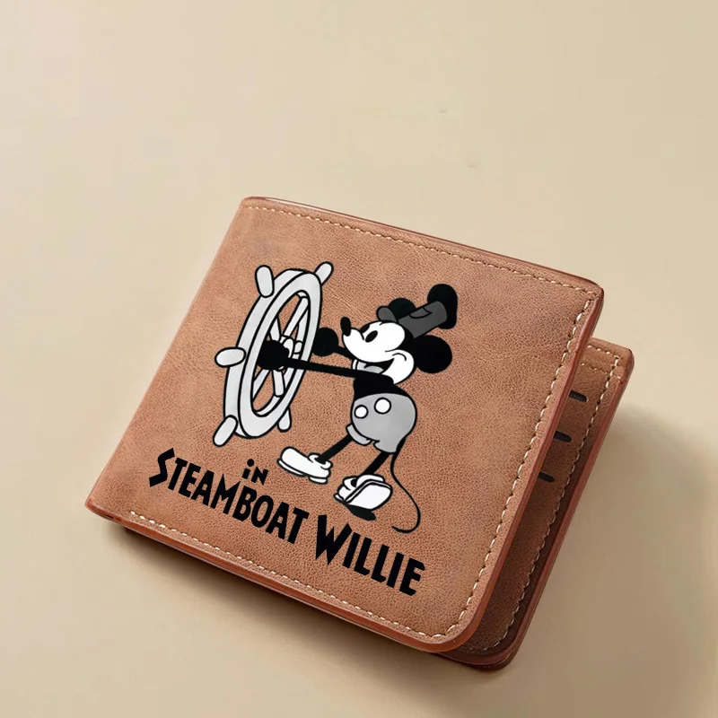 باخرة ويلي ميكي ماوس أنيمي محفظة قصيرة خمر بولي محفظة محفظة جلدية البنك الائتمان حامل بطاقات التعريف الشخصية طالب Portefeuille هدية