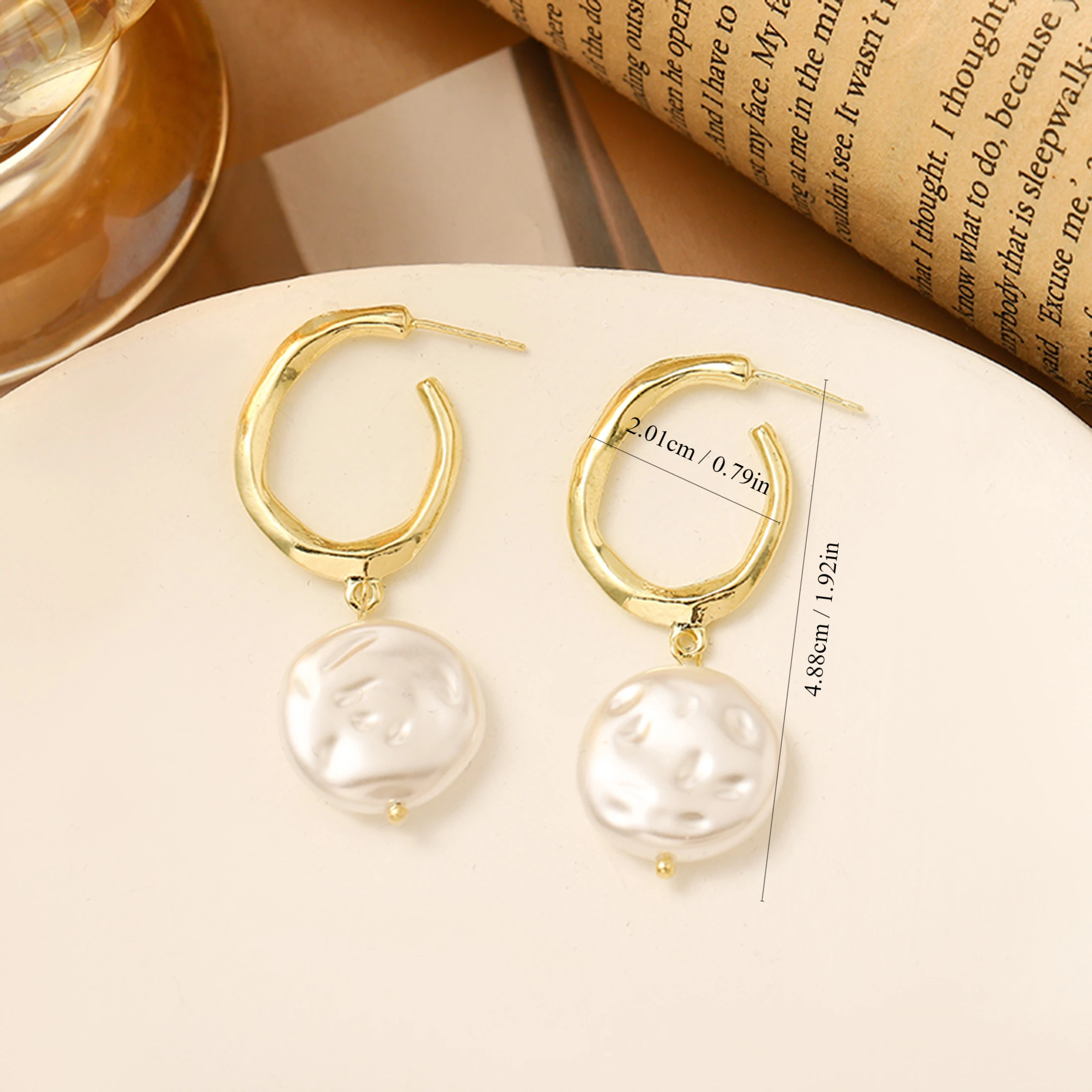 Boucles d'oreilles géométriques irrégulières polyvalentes pour femmes, pendentifs en perles, mode, simplicité, personnalité créative, tendance, luxe