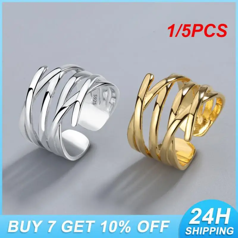 1/5PCS High-quality Materials Multilayer Ring Grace Simple Sterling Silver Ring Jewelry Accessories Rapidly Rising Popularity