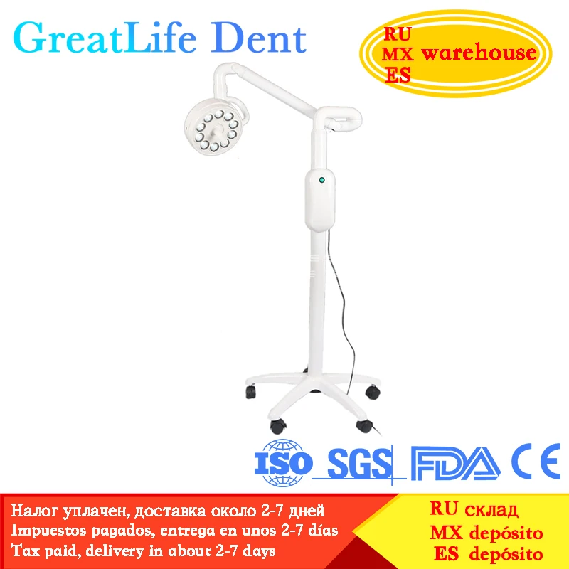 GreatLife Dent 40w 10 ledów mobilne zimne lampy Led badanie chirurgiczne medyczne bezcieniowe lampki dentystyczne lampa operacyjna światła