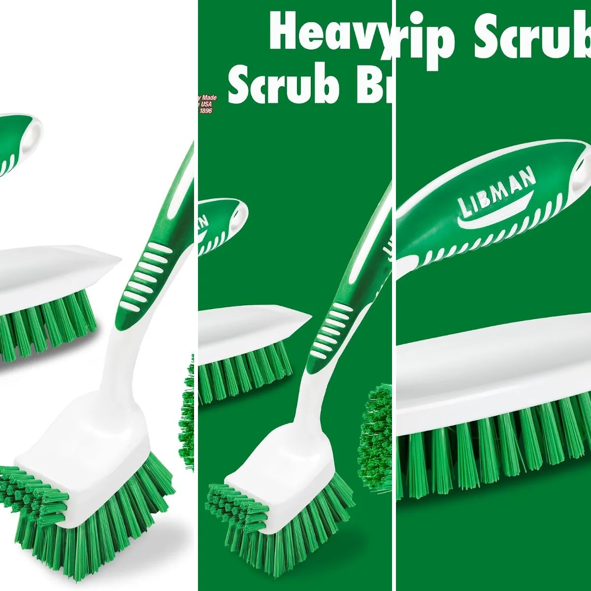Libman Heavy Duty Scrub Brush Kit for Tub, Tile & Grout, 3 Brush Styles | Heavy-duty household scrub brush kit for tub, tile, an