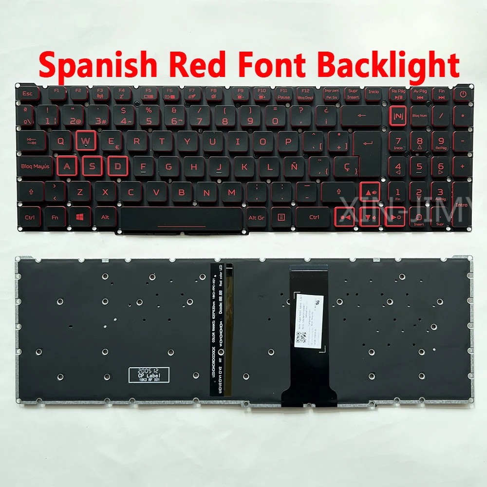 Imagem -02 - Teclado Retroiluminado para Acer Nitro Reino Unido Espanhol Francês N20c1 N18c3 N18c4 Lg05pb _ N90brl Lg5p _ N90brl Nki15130ng Nki151315d