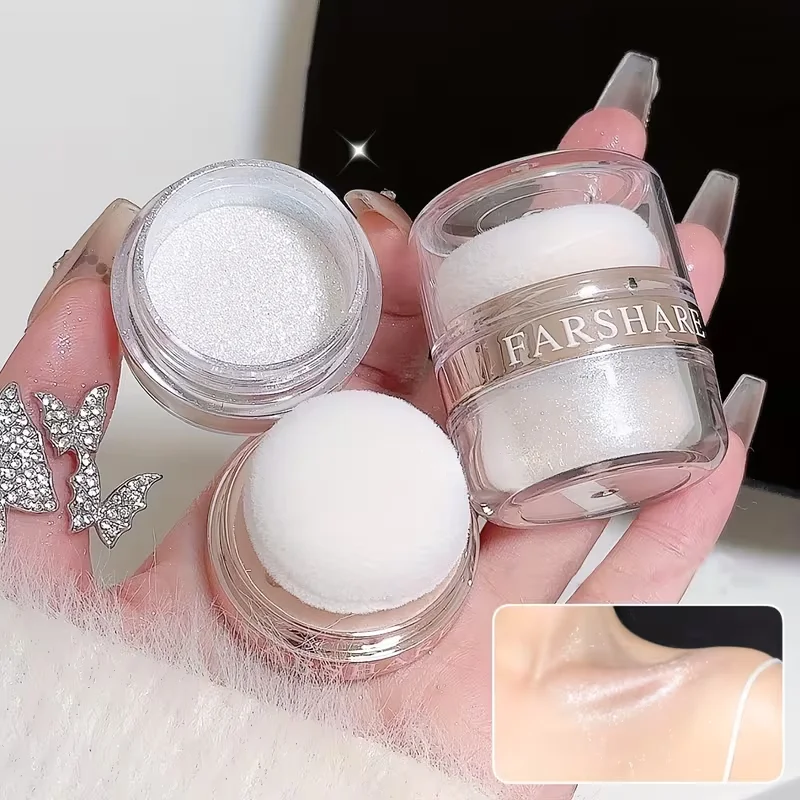 Surligneur à paillettes, poudre de pat à reflets féeriques à paillettes, poudre de surligneur de neige douce et scintillante pour le visage et le corps, maquillage surbrillant