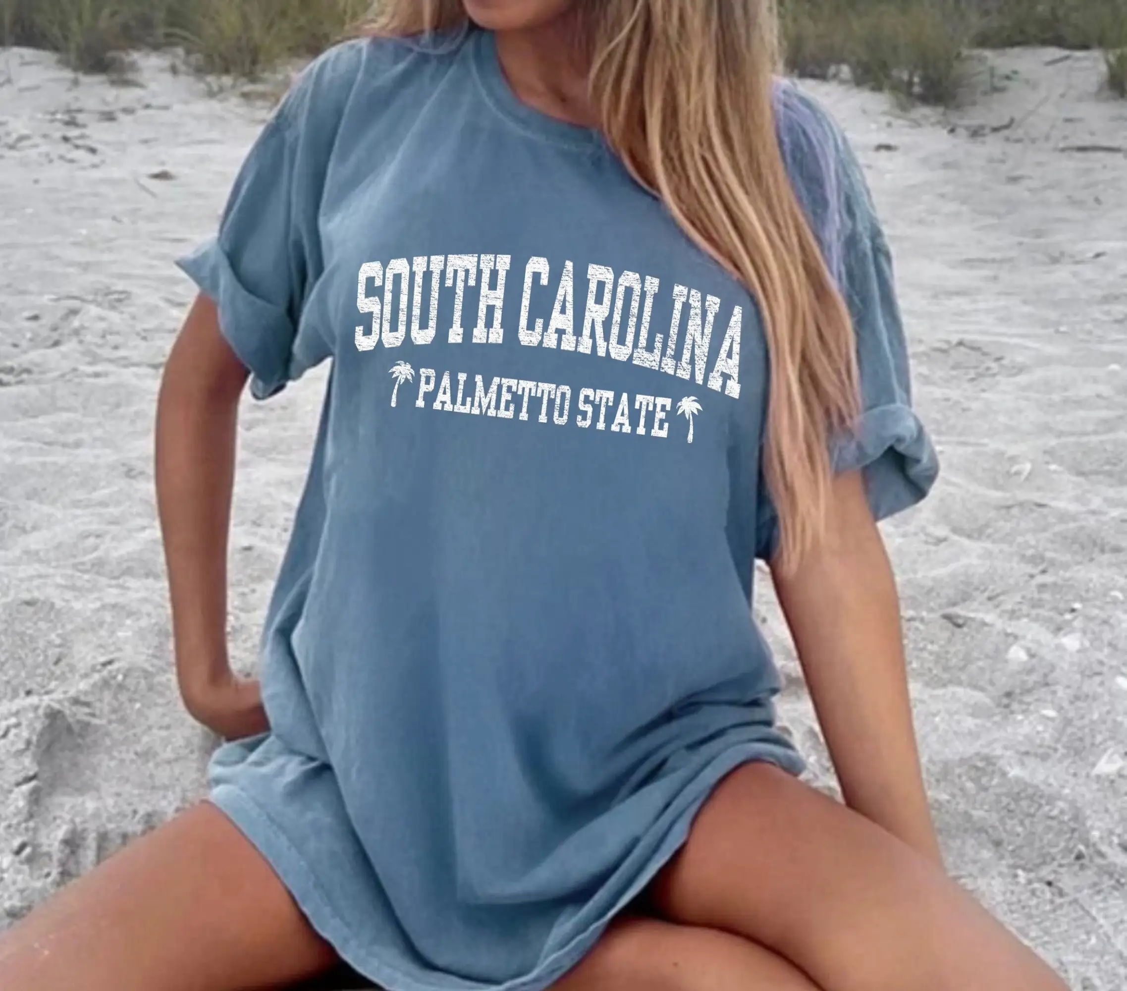 South Carolina Palmetto State T Shirt Beach Palm Tree Comfort Colors