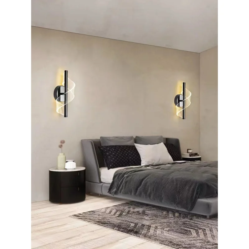 Nordic LED Acrylic Wall Lamp Lights For Bedroom Bedside Hallway Living Noom Balcony Corridor Dressing Gold Decorative Lighting