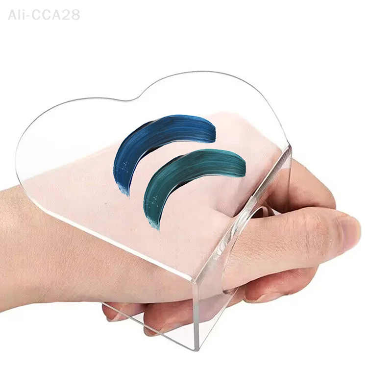 1 Stück Acryl-Make-up-Paletten, Mischtablett, klare, handgehaltene Liebes-Herz-Paletten für Kosmetik, Nagelkunst