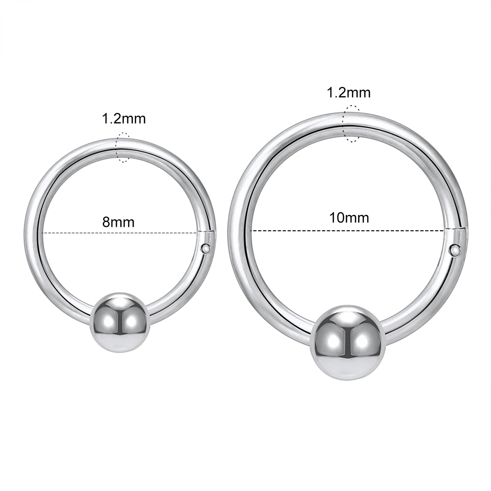 1PC Round 316L Stainless Steel Nose Ring 16G 14G Ball Septum Clicker 8/10MM Punk Rock Ear Helix Septum Rings Piercing Jewelry