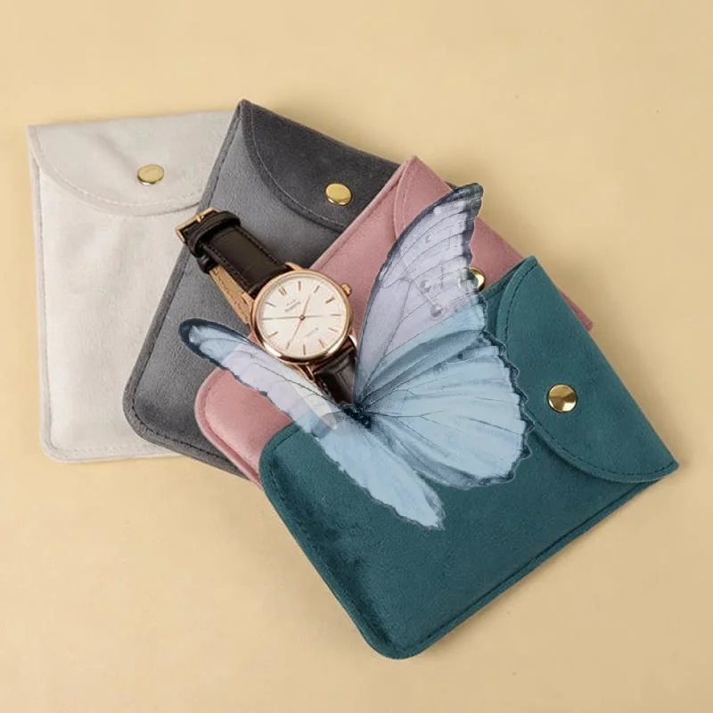 Pochette de rangement portable pour montre, sac de protection anti-rayures pour montre, fermeture à pression sécurisée, sac de rangement pour bijoux, parfait pour les voyages quotidiens