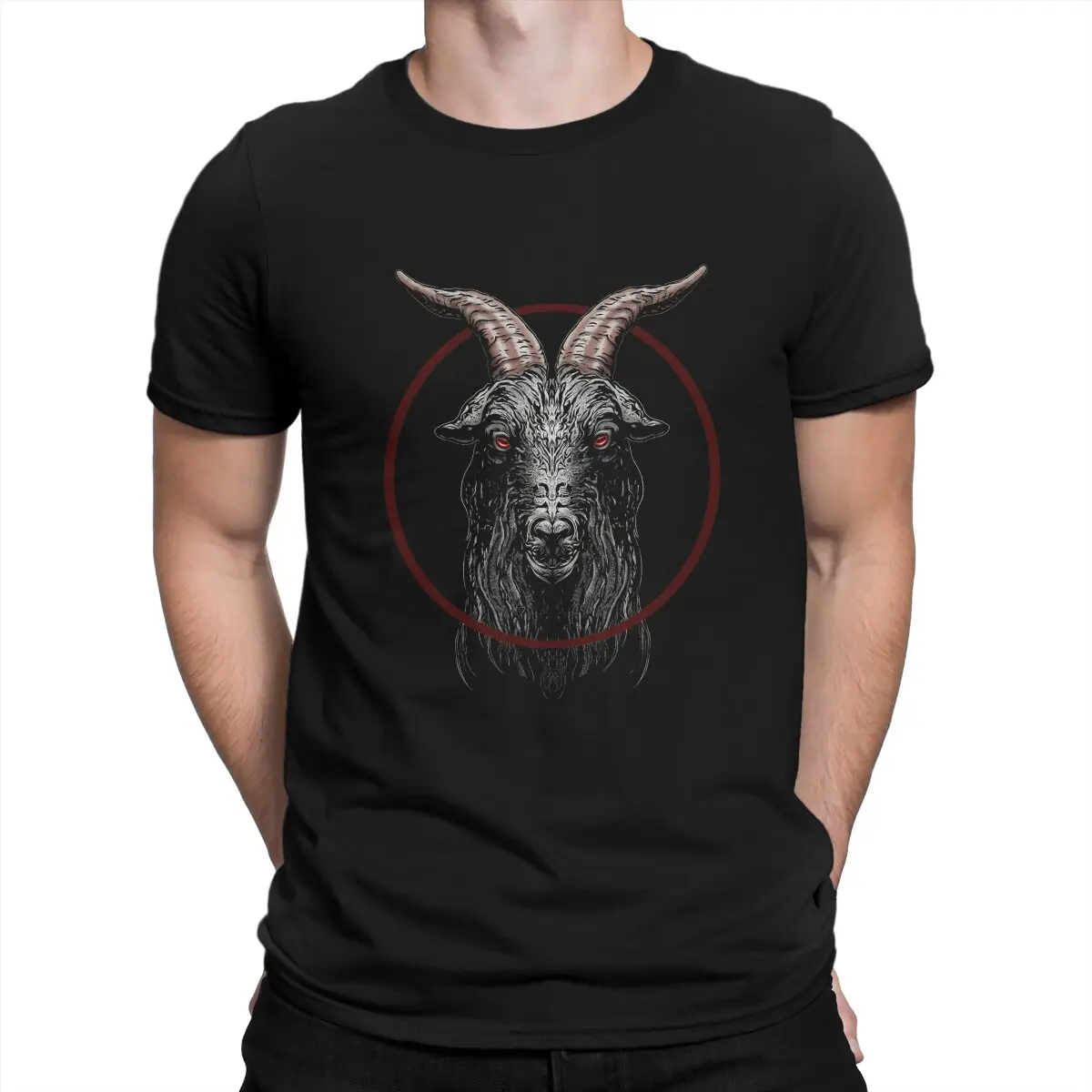 Baphomet setan Lucifer kaus pria kaus grafis Philip Hitam kaus Hipster