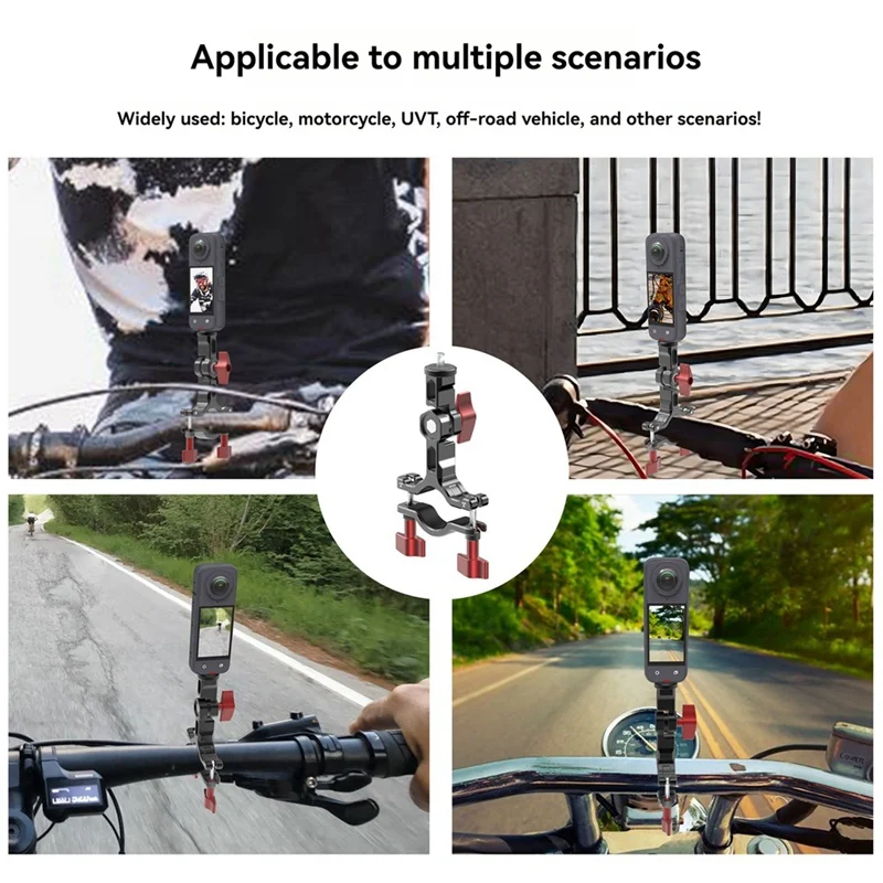 B04B-270° Camera Bike Bicycle Handlebar Clamp Bracket Motrobike Tripod Clip Mount For Insta360