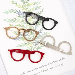 Black Casual Tie Clip Personality Glasses Shape Metal Necktie Clasp Men Glasses Commercial Necktie Pin Suit Accessories Gift