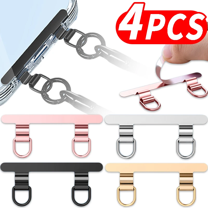 Stainless Steel Metal Phone Lanyard Gasket Patch Anti-lost Detachable CellPhone Rope Card Clip Replacement Strap Hang Cord Tab