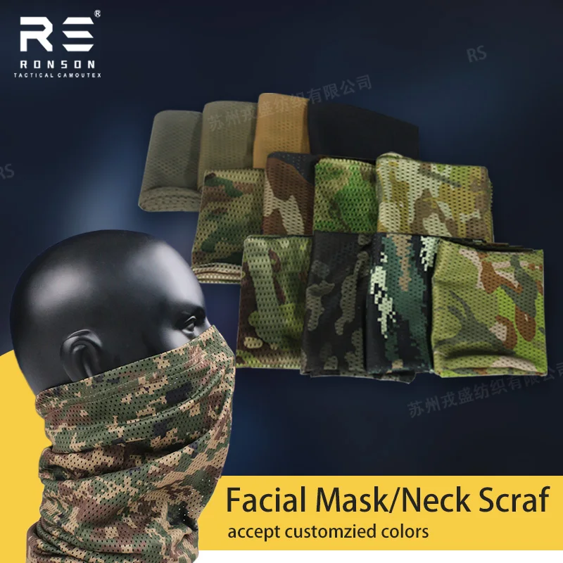 ผ้าคลุมหน้าแบบตาข่ายโพลีเอสเตอร์พิมพ์ลายพรางดิจิตอลแบบมาเลเซีย สำหรับกิจกรรมกลางแจ้ง ป้องกันแสงแดด ใช้เป็นผ้าปิดหน้าหรือผ้าคลุมศีรษะ