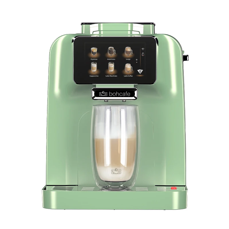 

new style Coffee Machine with TUYA & Milk Cooler & 11 kinds of drinks light Green