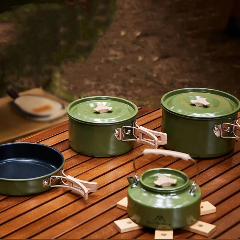 Outdoor Sets Of Pots And Pans Mountainhiker Aluminium Alloy Camping Cookware Equipment Picnic Portable Easy Storage Set Of Pot