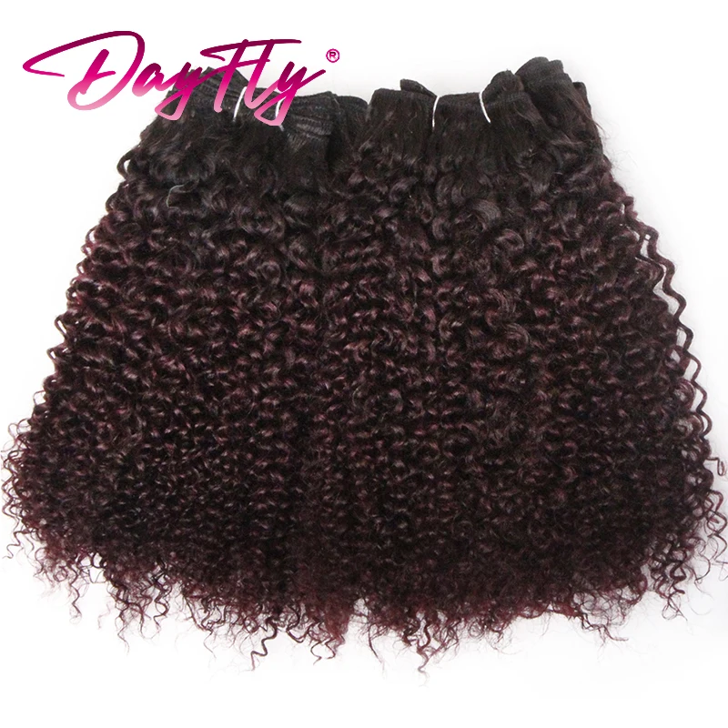 Short Ombre Blonde Kinky Curly Human Hair Bundles Brazilian Hair Weave Curly Hair Bundles T1B27 Blonde Human Hair Extensions