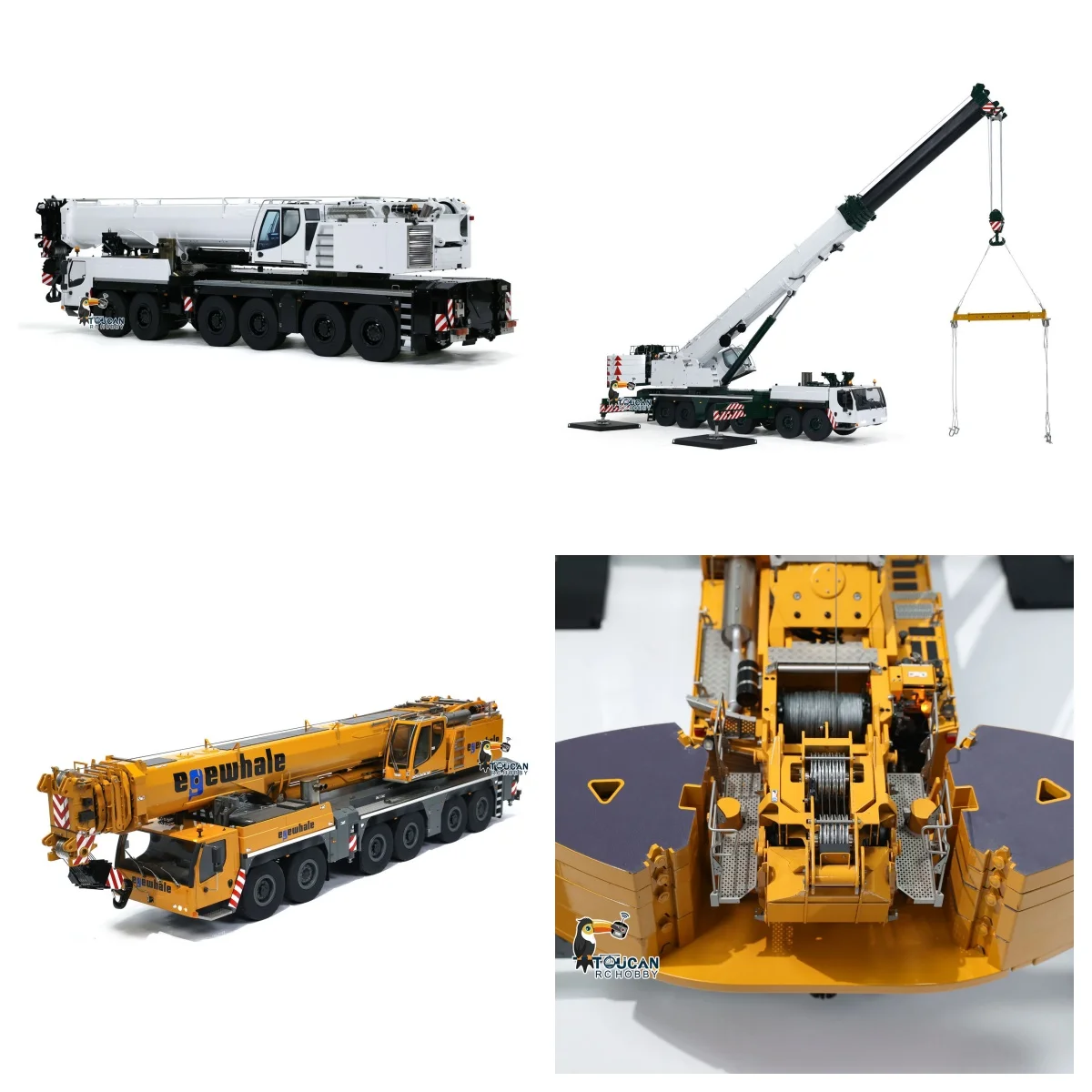 Eyewhale 1/14 RC hydraulischer Kranen-LKW, riesiger Kran mit 5 m Länge, 6 Achsen, robustes Baufahrzeugmodell für Sammler
