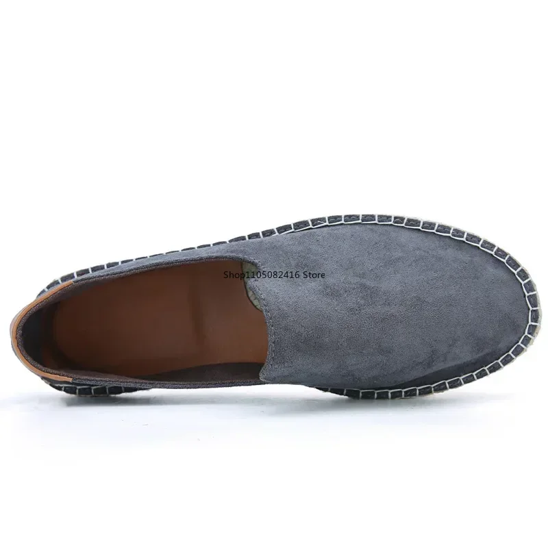 

Spring Fashion New Men's Grass Woven Hemp Rope Shoes Canvas Lazy Shoes Martial Arts Shoes