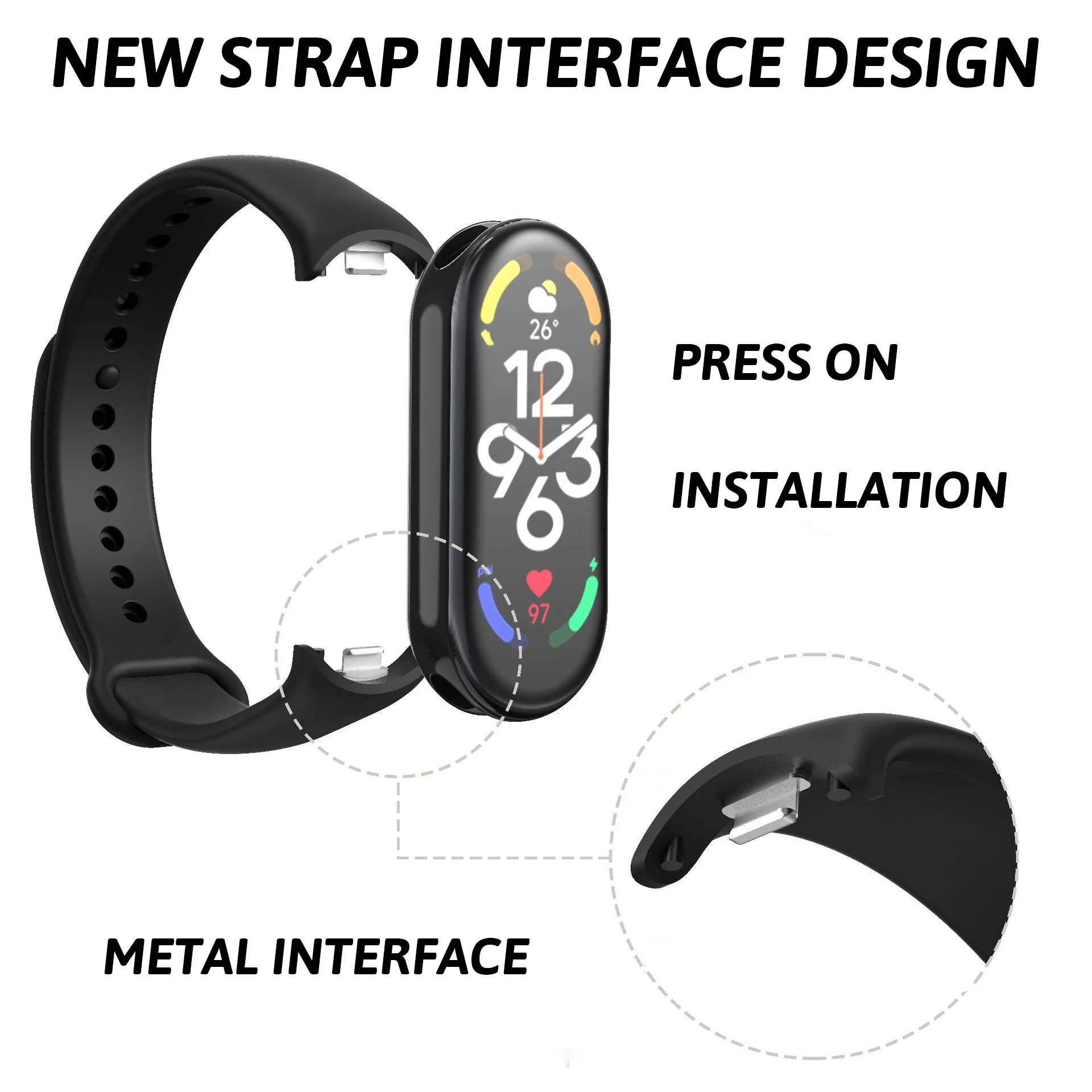 Bands Compatible for Xiaomi Smart Band 10/9/8, Soft Silicone Adjustable Sport Wrist Strap for Mi Band 8/9/10 Traker Smart Watch