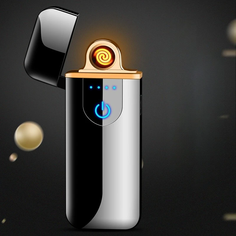 

Metal Touch Fingerprint Inductive Charging Lighter Tungsten Wire Windproof Men Electronic Windproof Men Gift Cigarette Lighter