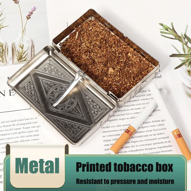 Classic Vintage Pattern Metal Cigarette Case Flip Top Portable Pocket Cigarette Box Daily Carry Smoking Holder for Men Gift