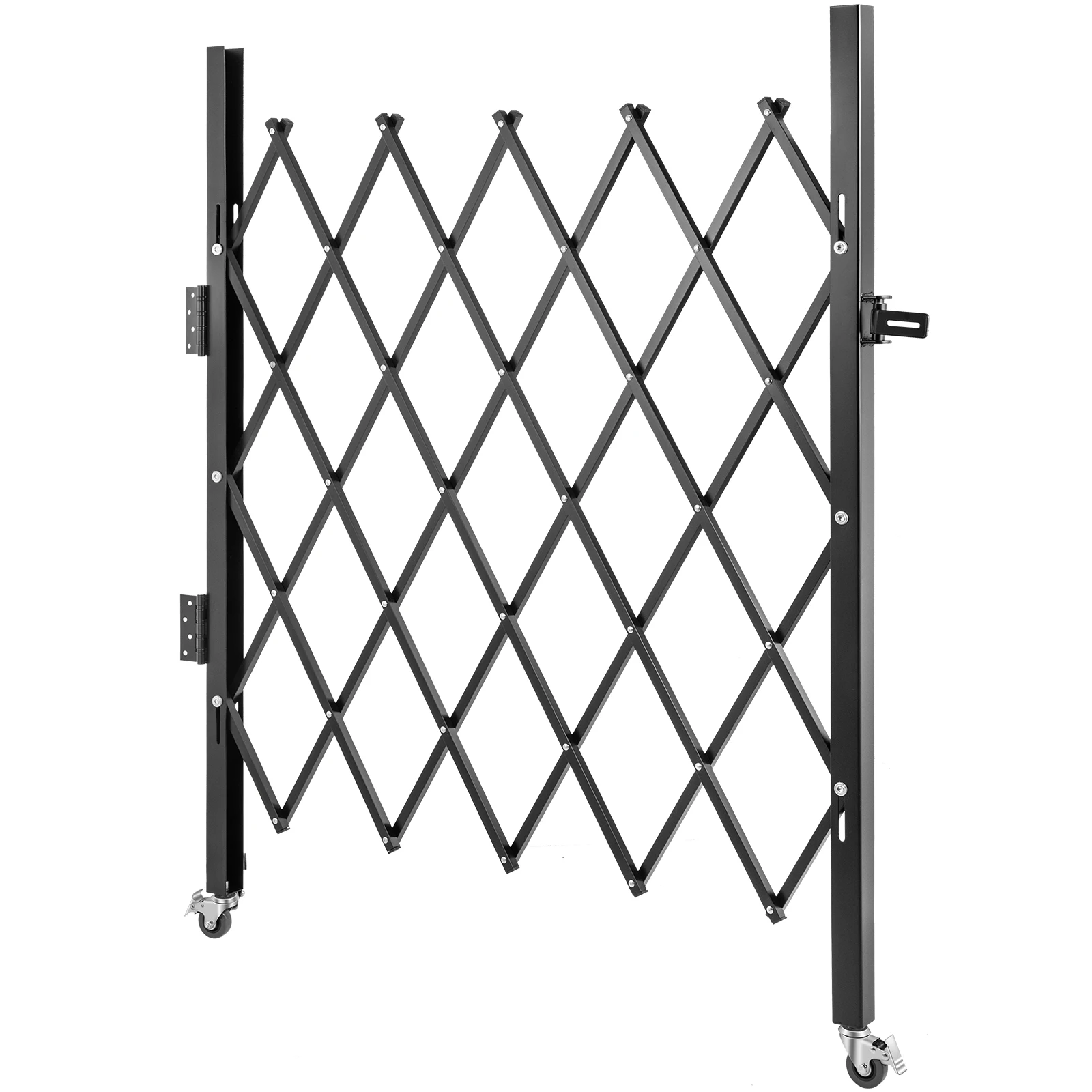 VEVOR Single Folding Security Gate 48"x37" Steel Scissor Accordion Security Gate Flexible Expanding With Smooth Rolling Wheel