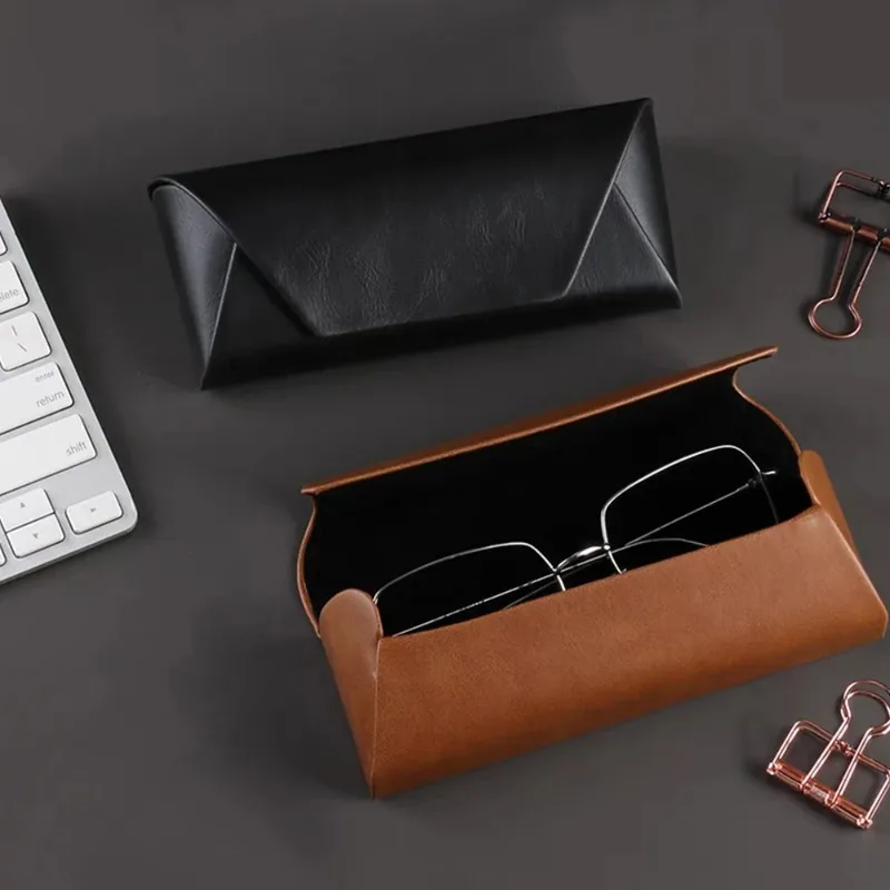 남녀공용 휴대용 안경 상자, 다크 브라운 블랙 럭셔리 안경 보관 패션, PU 가죽 여행 휴대용 선글라스 케이스