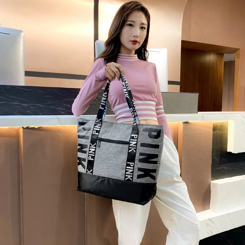 Women Overnight Luggage Bag Large Capacity Casual Shoulder Tote Zipper Closure Handbag Storage Bag Lightweight for Gym Workout